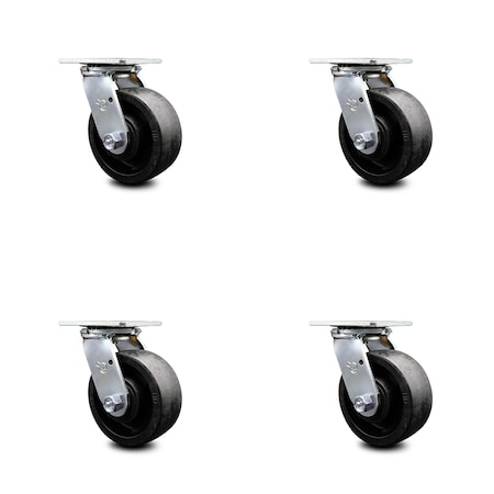 Service Caster 5 Inch Glass Filled Nylon Wheel Swivel Caster Set with Ball Bearings SCC SCC-30CS520-GFNB-4